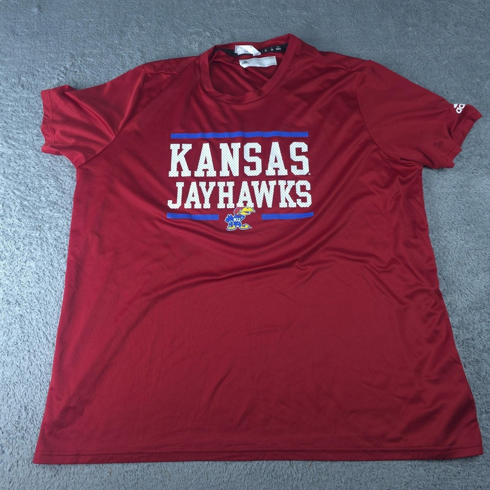 adidas Shirt Mens 3XL Red Kansas Jayhawks Basketball Team Issued CZ0134